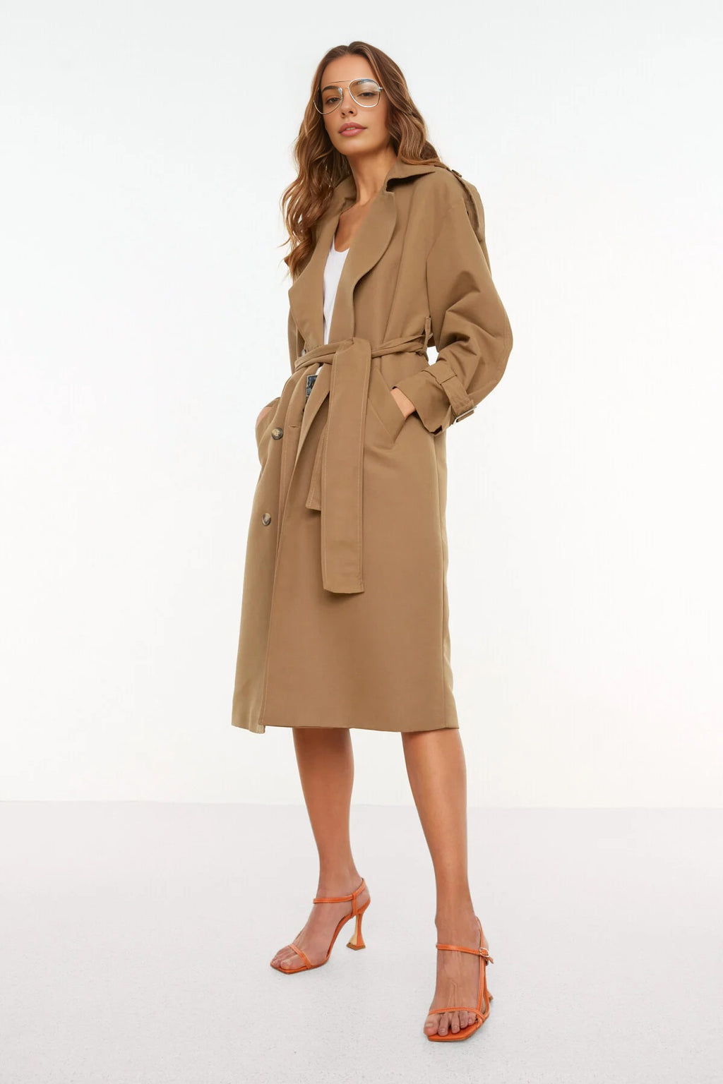 Oversize Belted Water Resistant Long Trench Coat