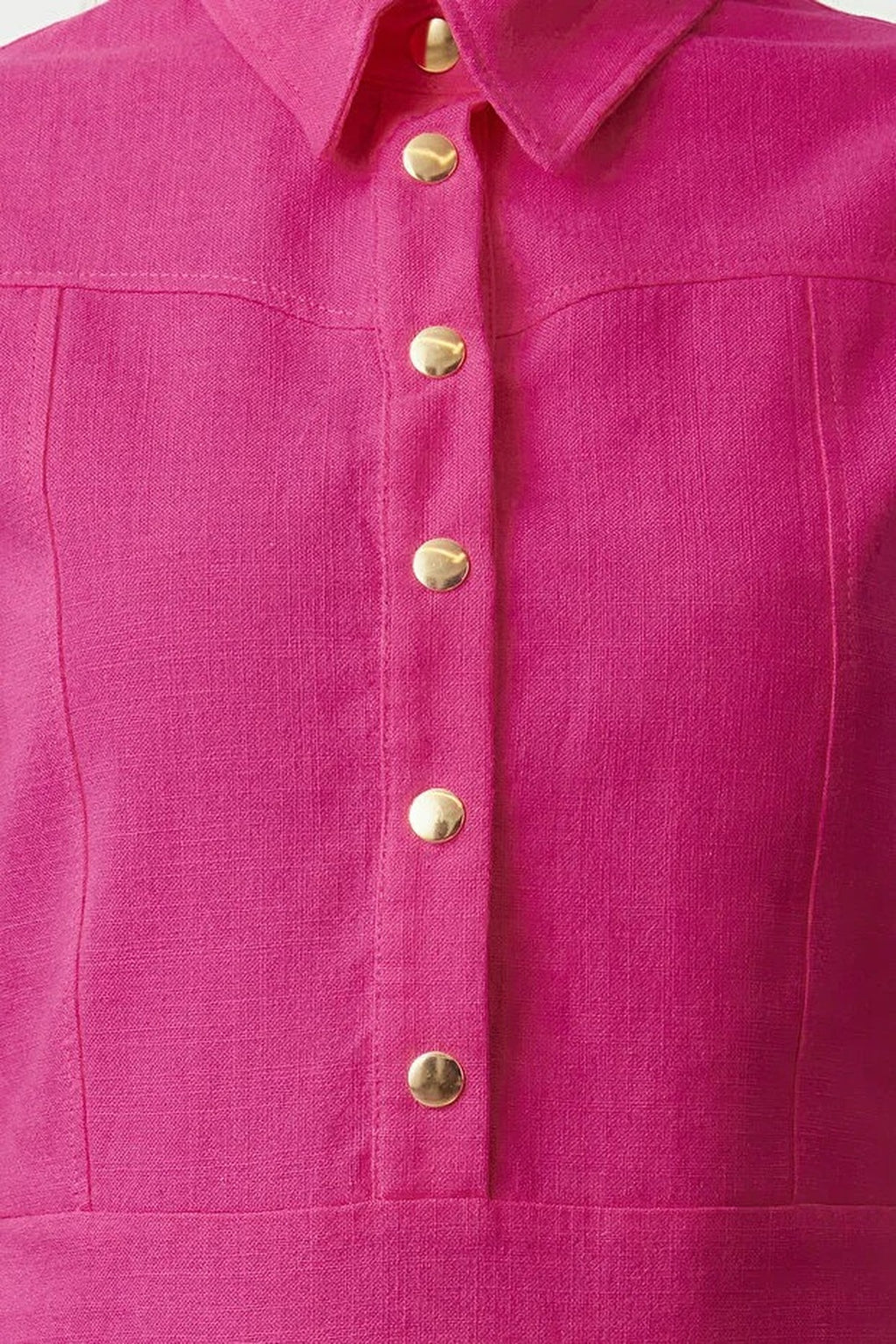 Straight Cut Shirt Collar Linen-Look Mini Woven Dress