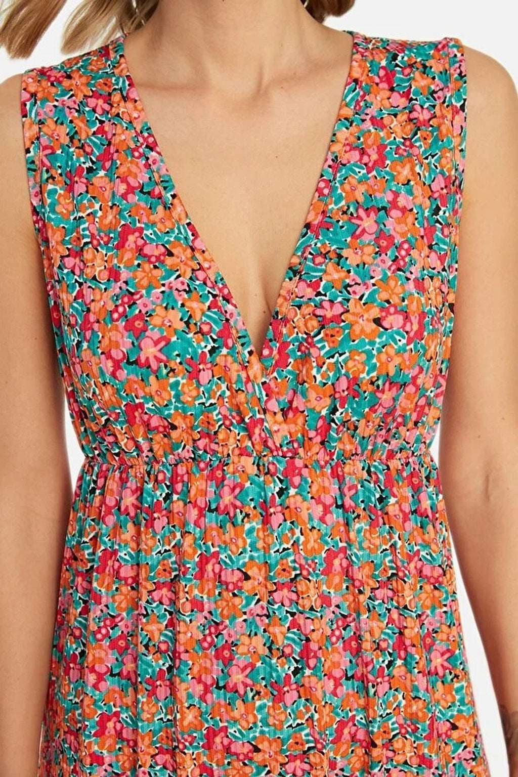V-Neck Sleeveless A-Line Maxi Knit Dress