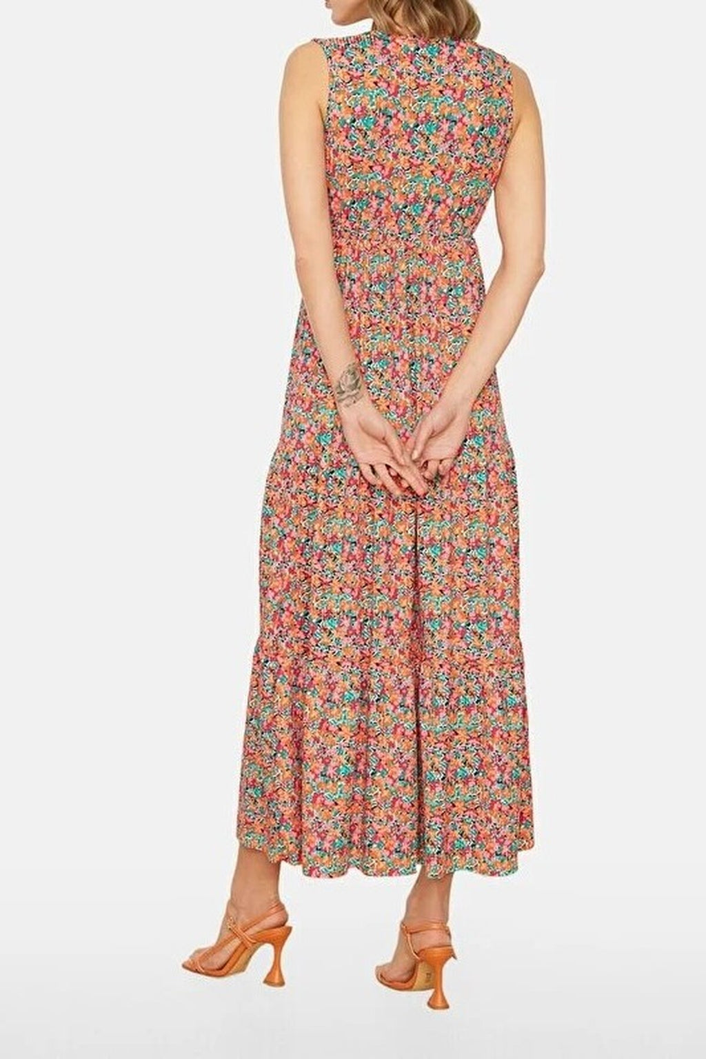 V-Neck Sleeveless A-Line Maxi Knit Dress