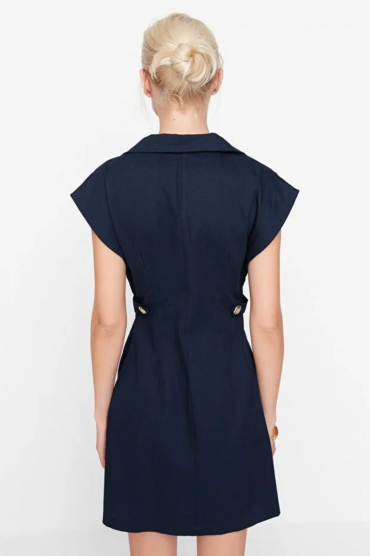 Mini Woven Shirt Dress with Button Detail