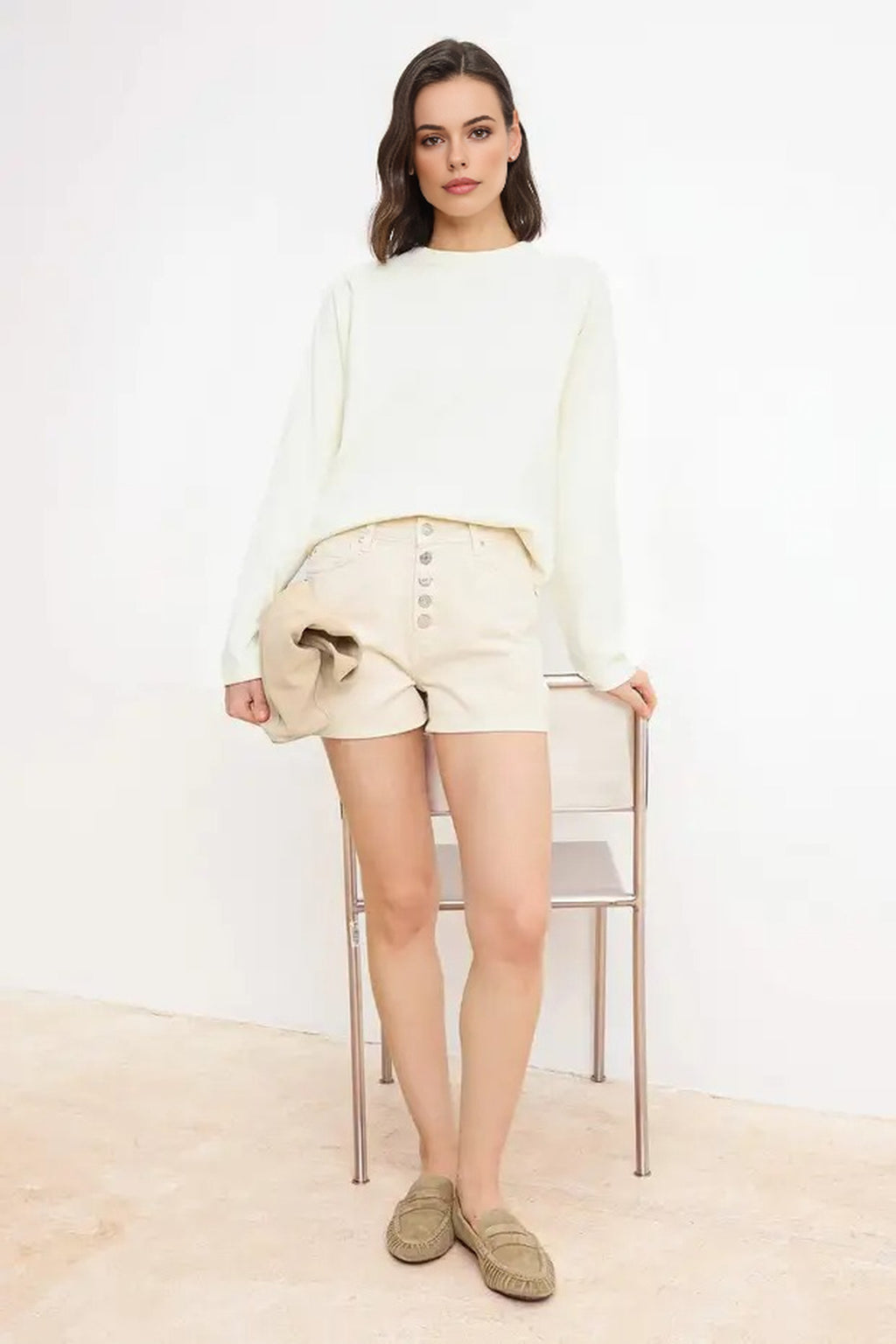 Front Button High Waist Mini Denim Shorts