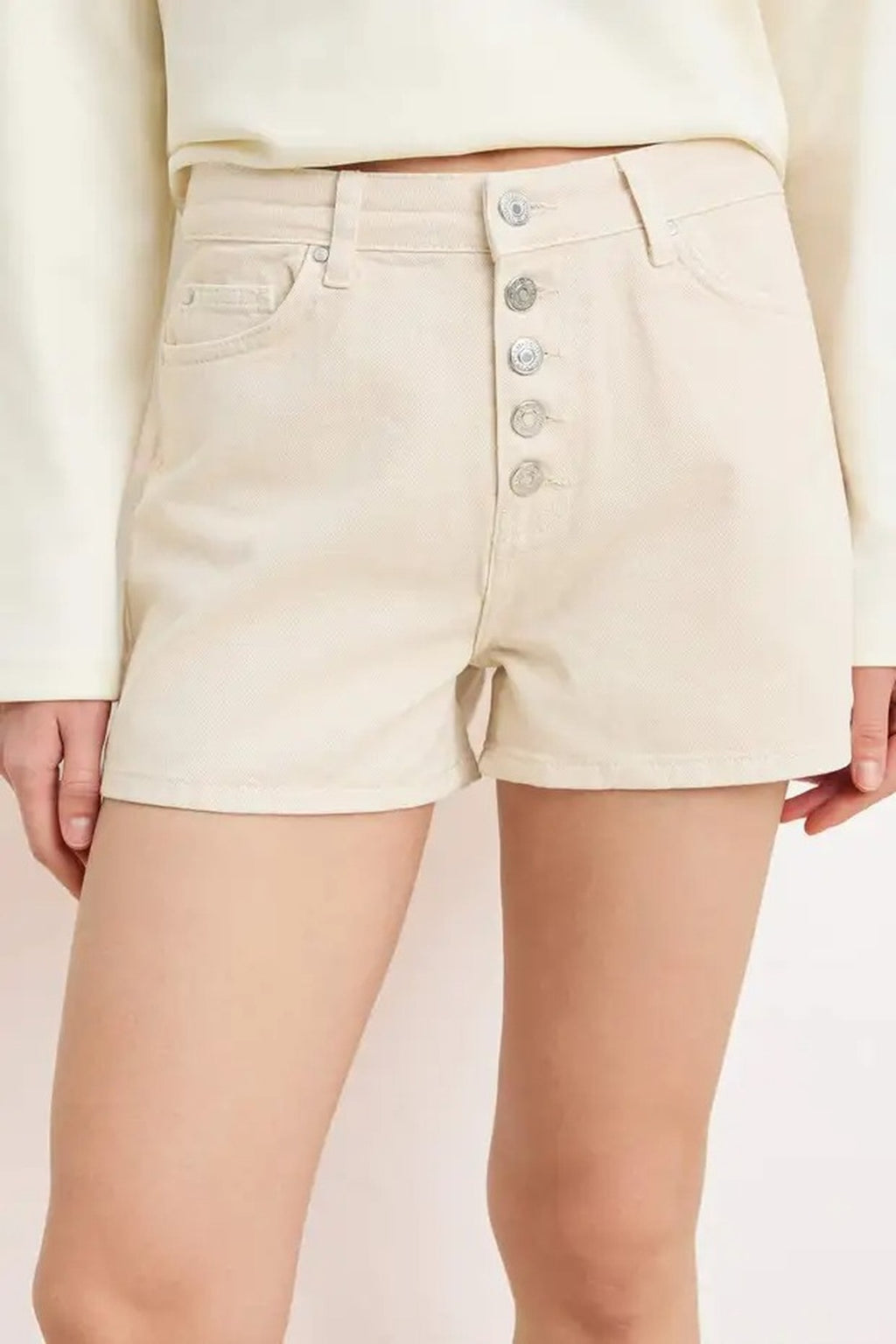 Front Button High Waist Mini Denim Shorts