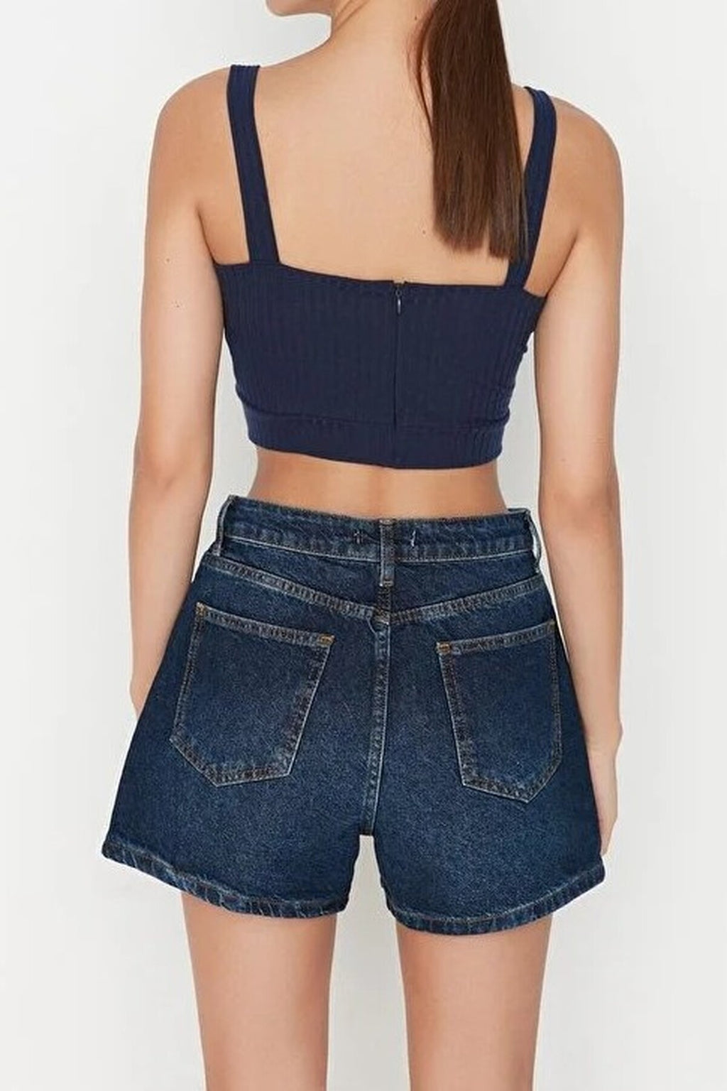 Front Button High Waist Mini Denim Shorts
