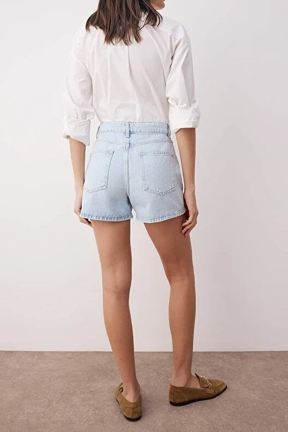 Front Button High Waist Mini Denim Shorts