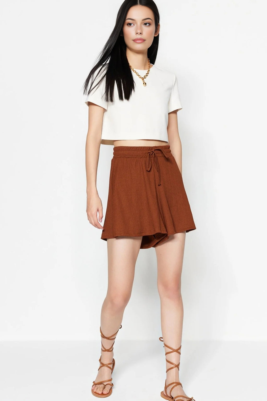 Regular Fit Normal Waist Textured Knit Shorts