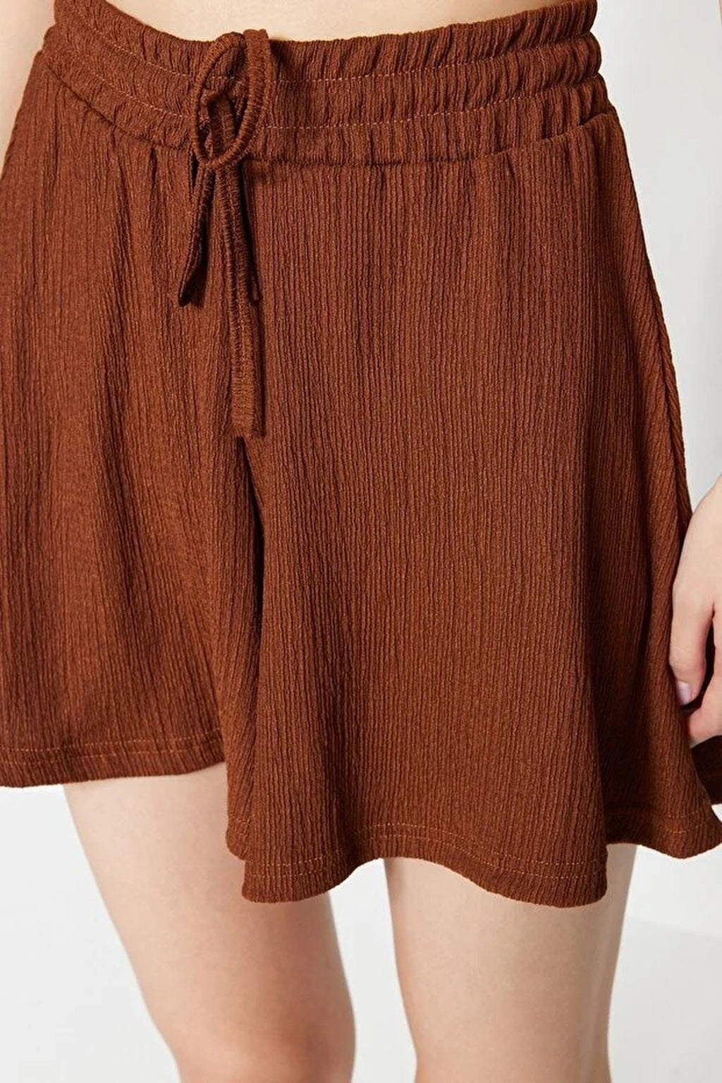 Regular Fit Normal Waist Textured Knit Shorts