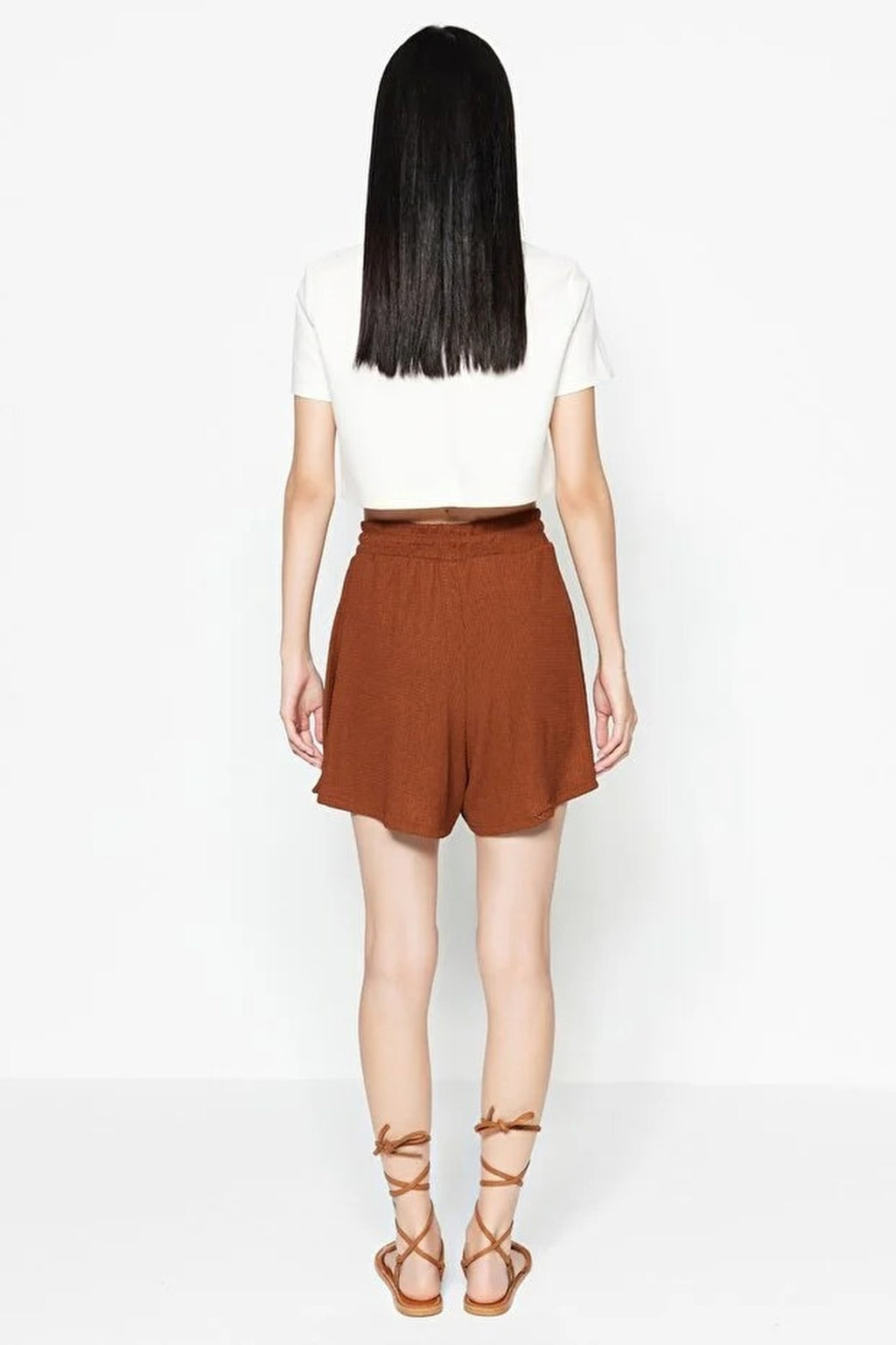 Regular Fit Normal Waist Textured Knit Shorts
