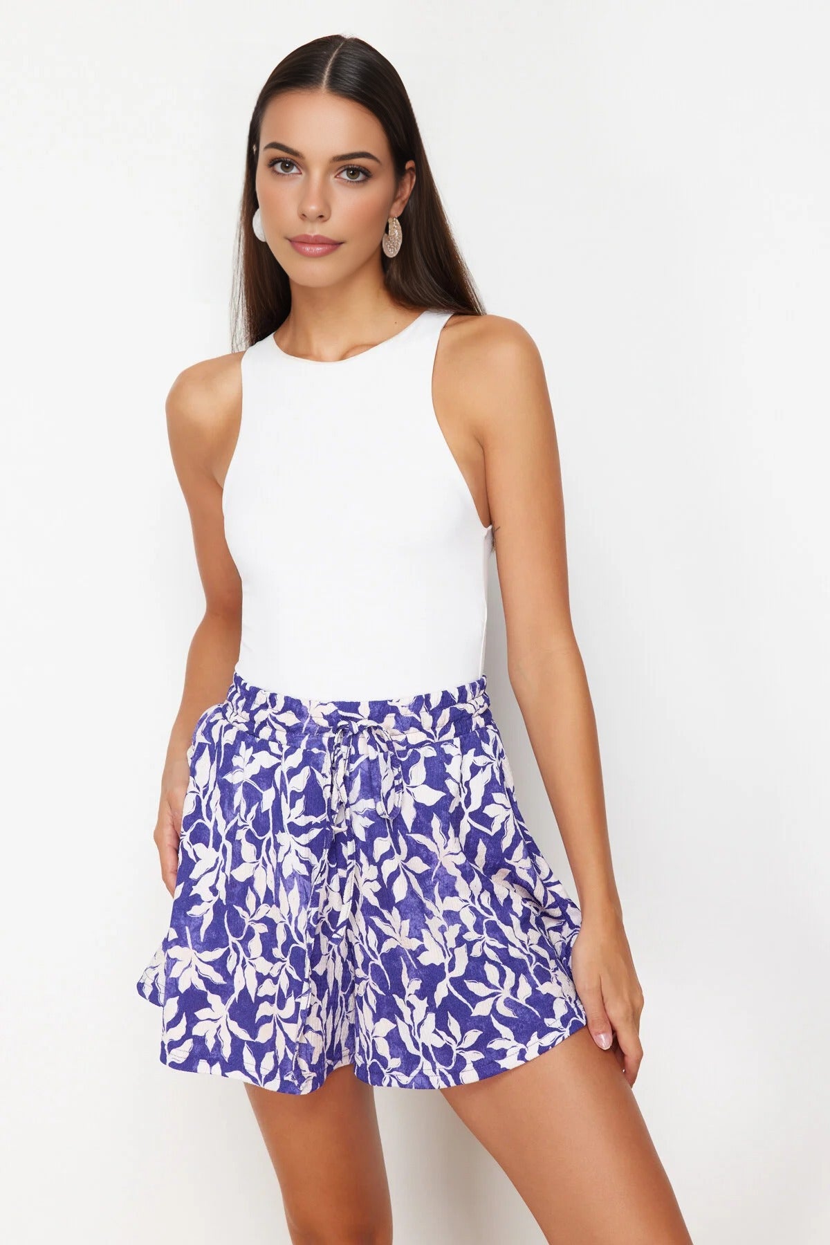 Regular Fit Normal Waist Textured Knit Shorts