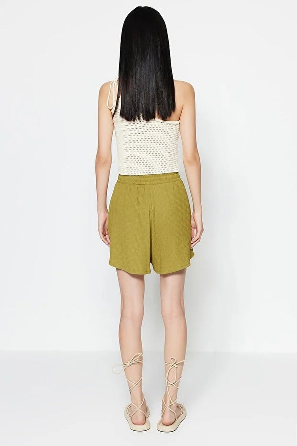Regular Fit Normal Waist Textured Knit Shorts