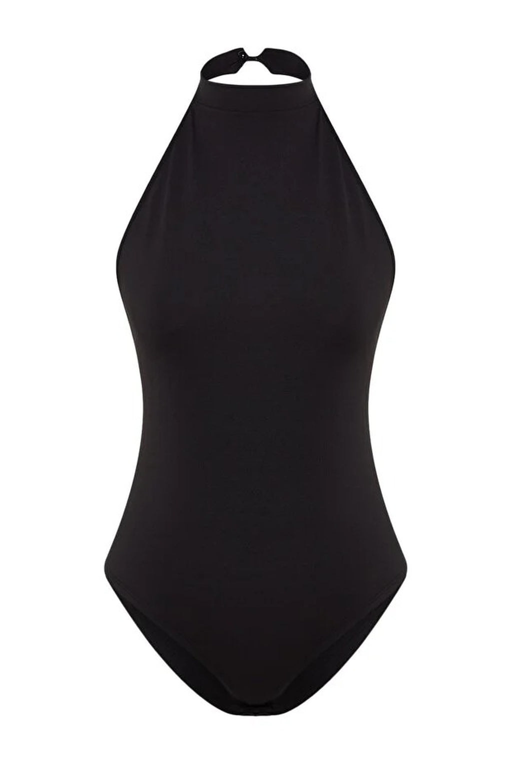 High Neck Backless Stretch Knitted Bodysuit