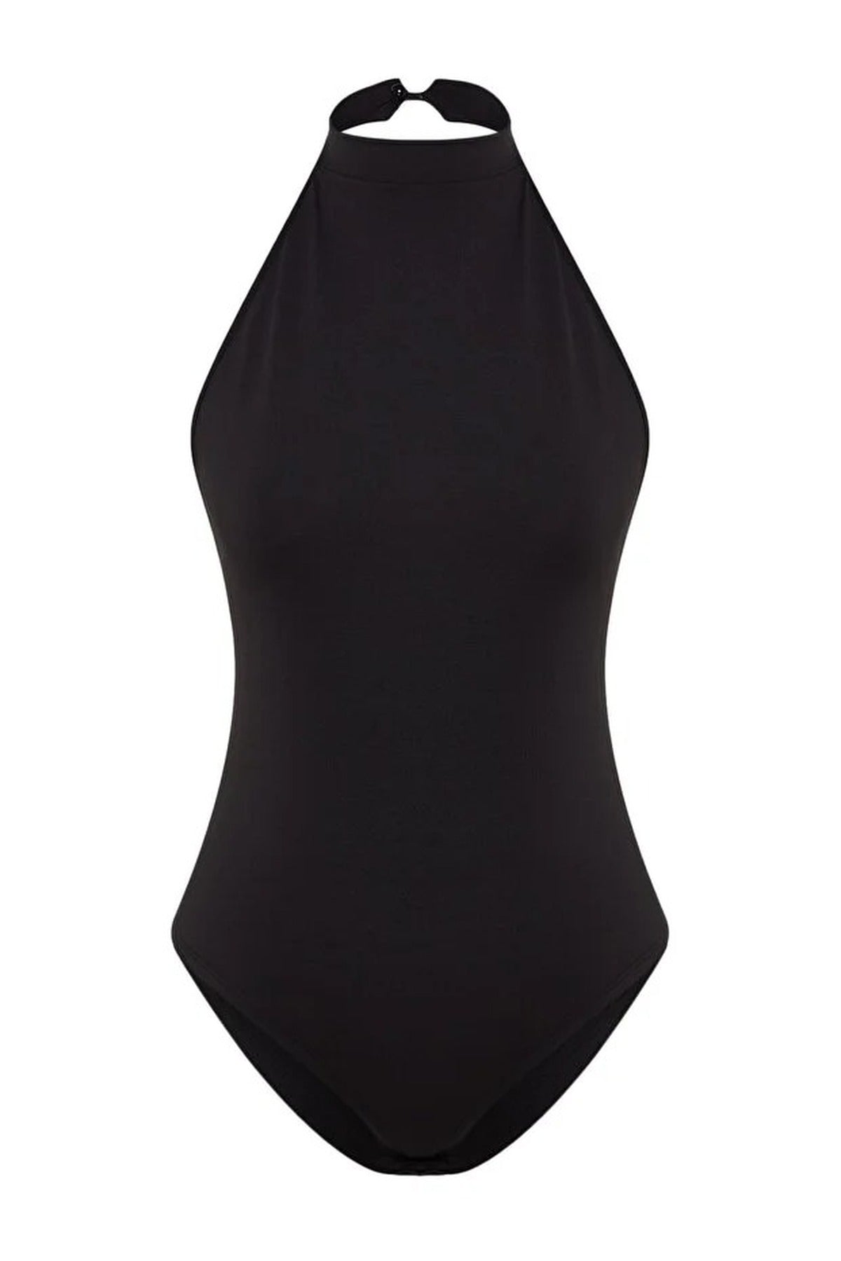 High Neck Backless Stretch Knitted Bodysuit