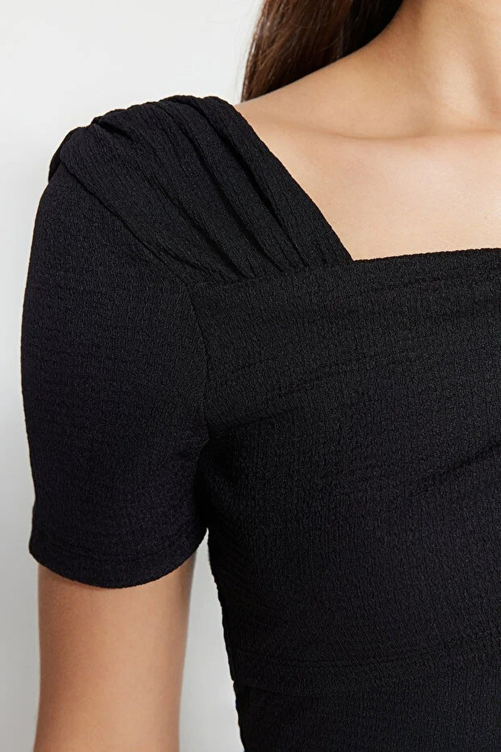 Asymmetrical Collar Fitted Snap Button Knitted Bodysuit
