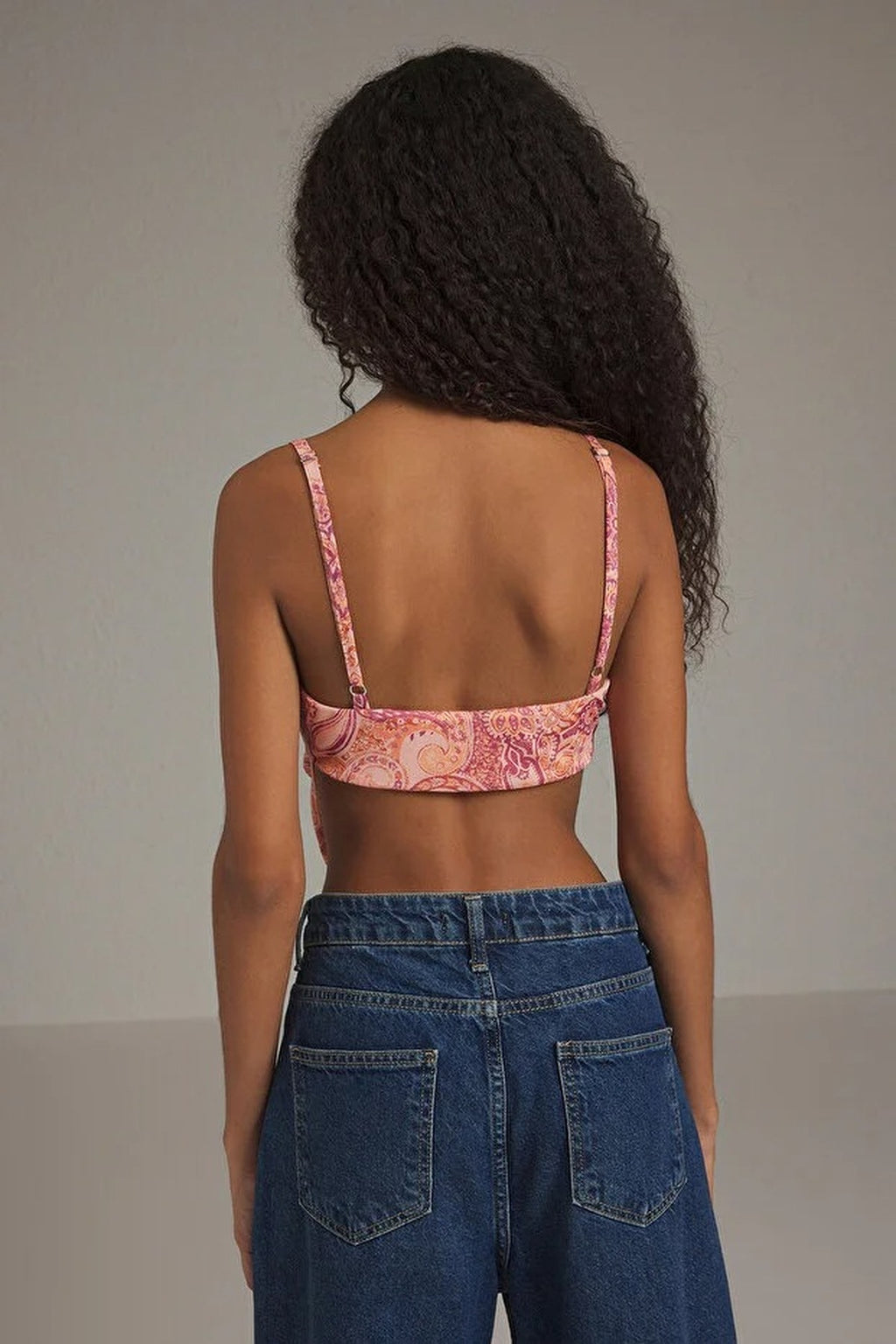 Printed Back Cross Asymmetrical Knit Blouse