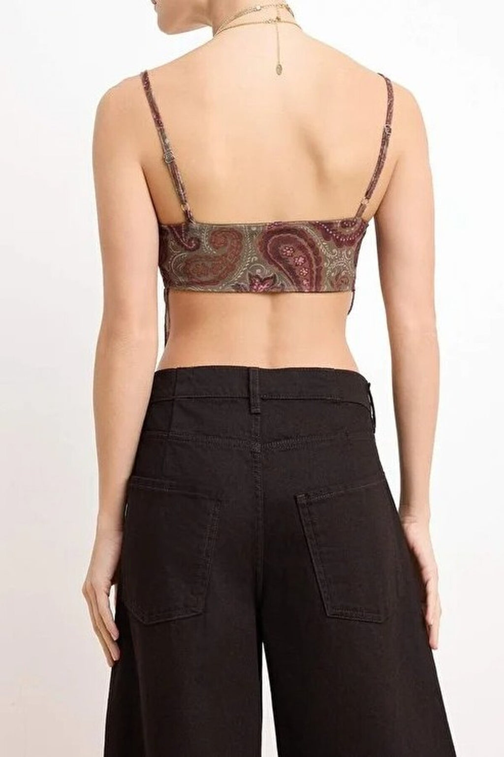 Patterned Strappy Draped Tulle Blouse