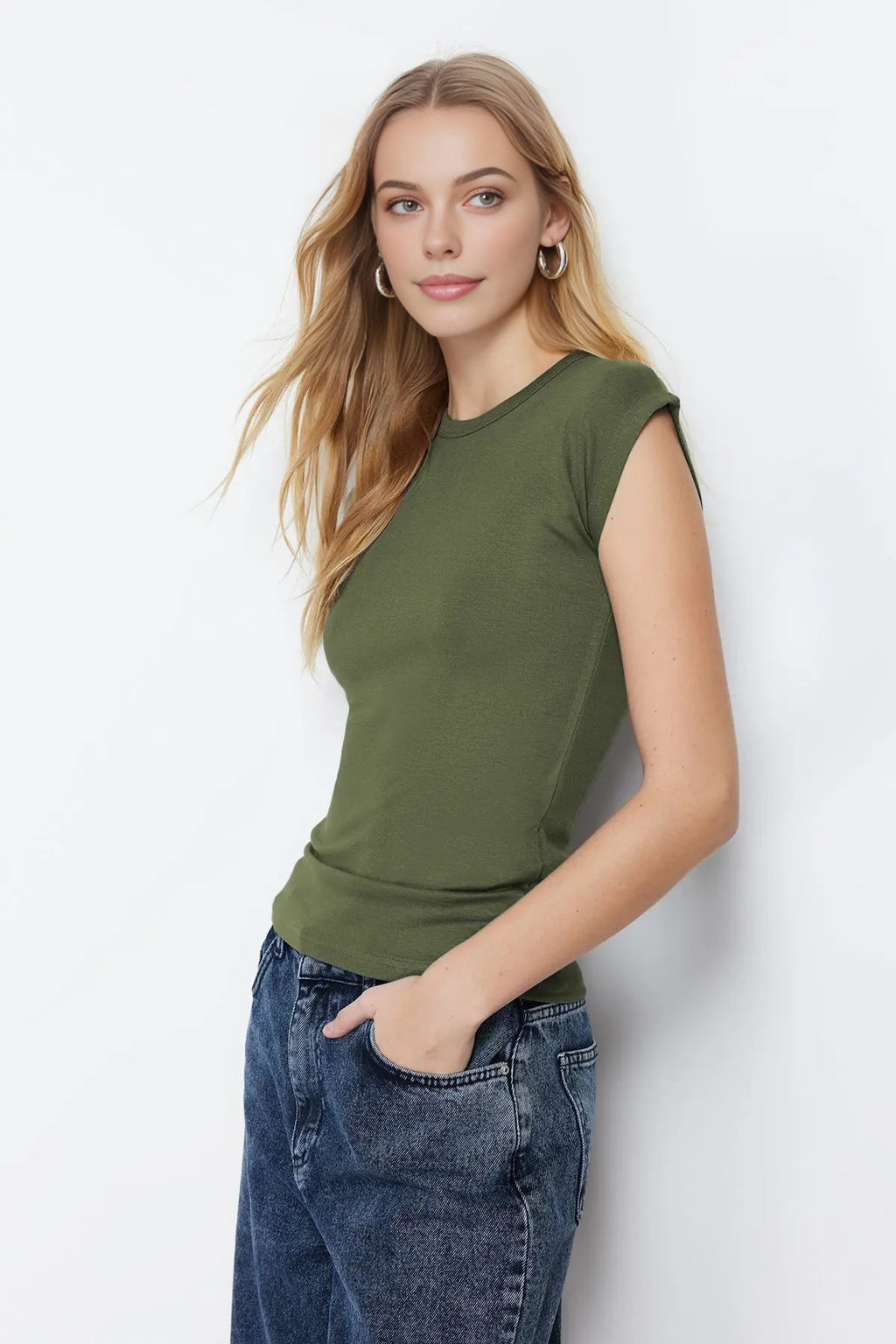 Viscose Fitted Knit Blouse