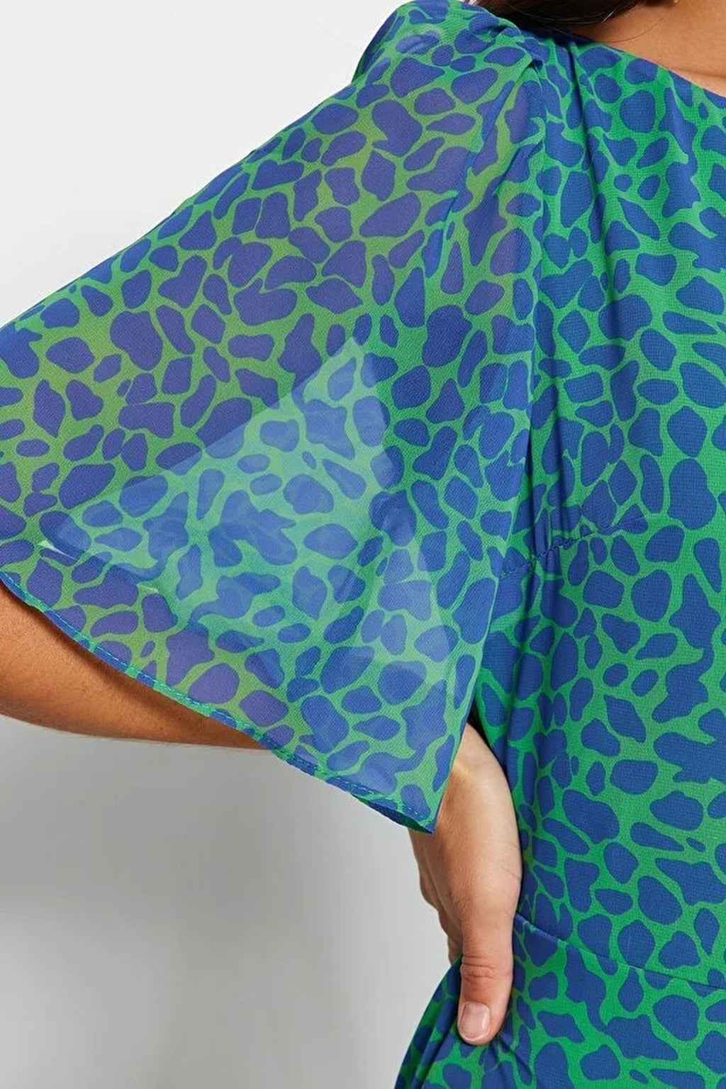 Animal Print A-Line Lined Chiffon Midi Dress