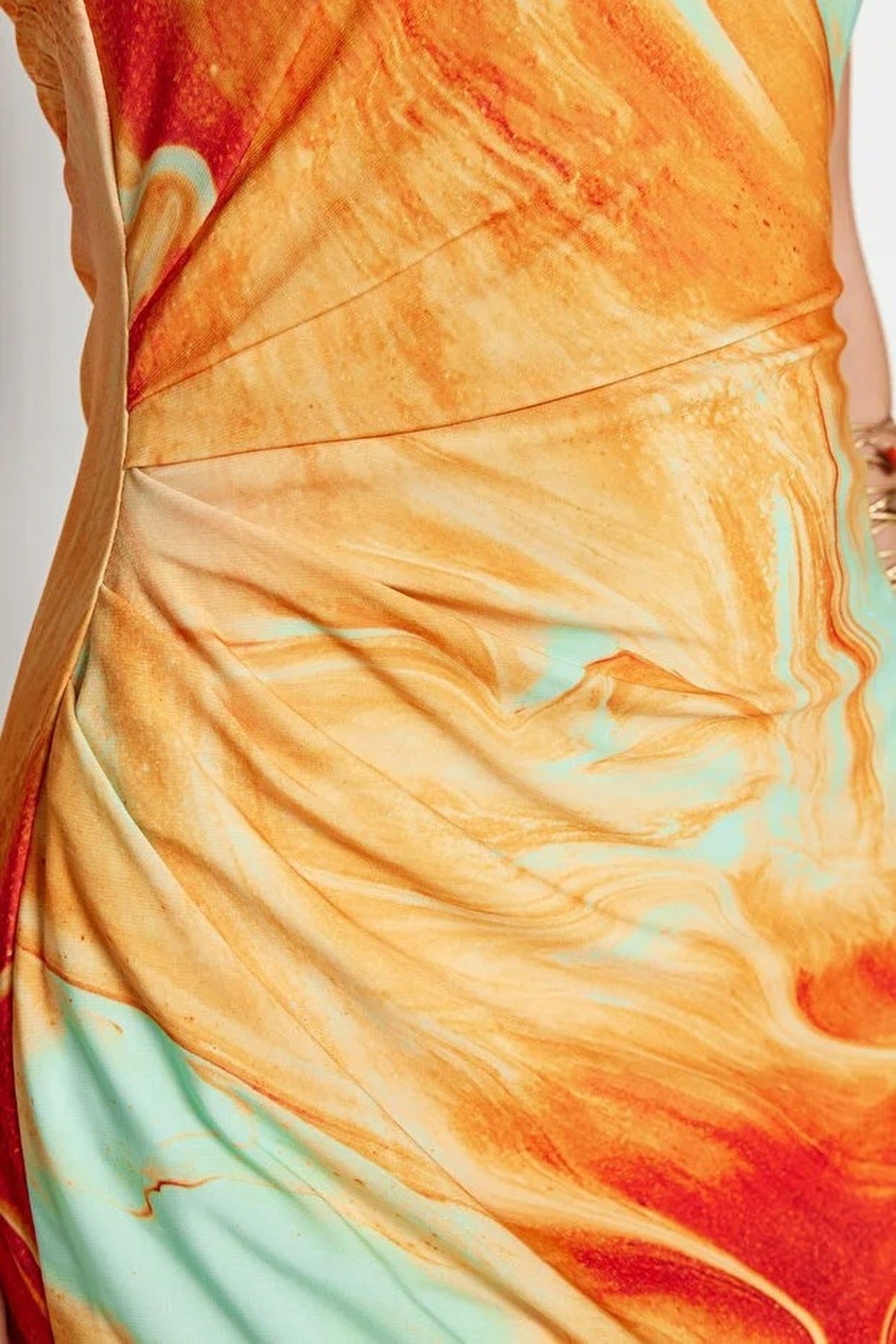Printed Fitted Long Adjustable Strap Knitted Pencil Dress