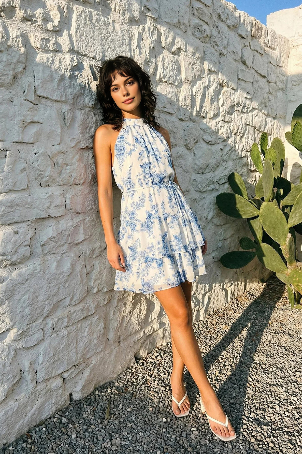 Floral Pattern A-Line Lined Chiffon Flowy Woven Mini Dress