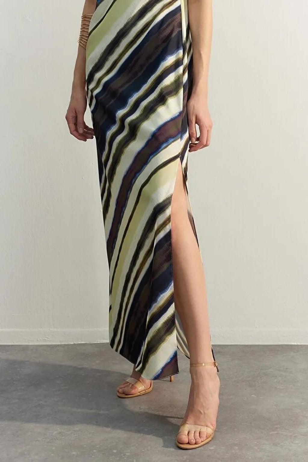 Halter Neck Sleeveless Maxi Dress with Tie-Dye Print