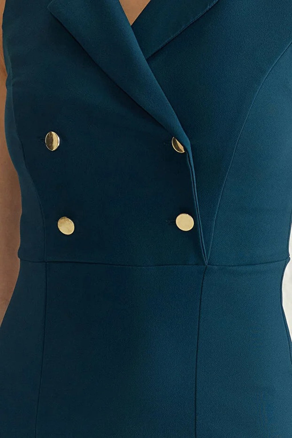 Fitted Jacket Collar Midi Woven Dress