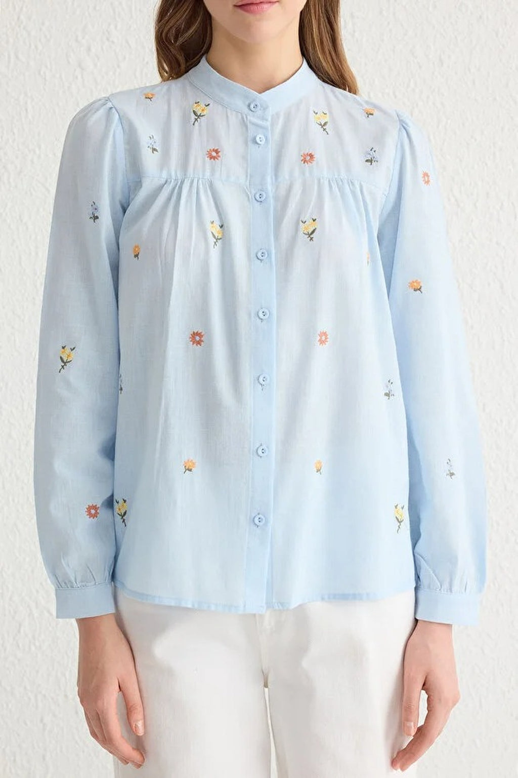 Floral Embroidered Oversize Woven Shirt