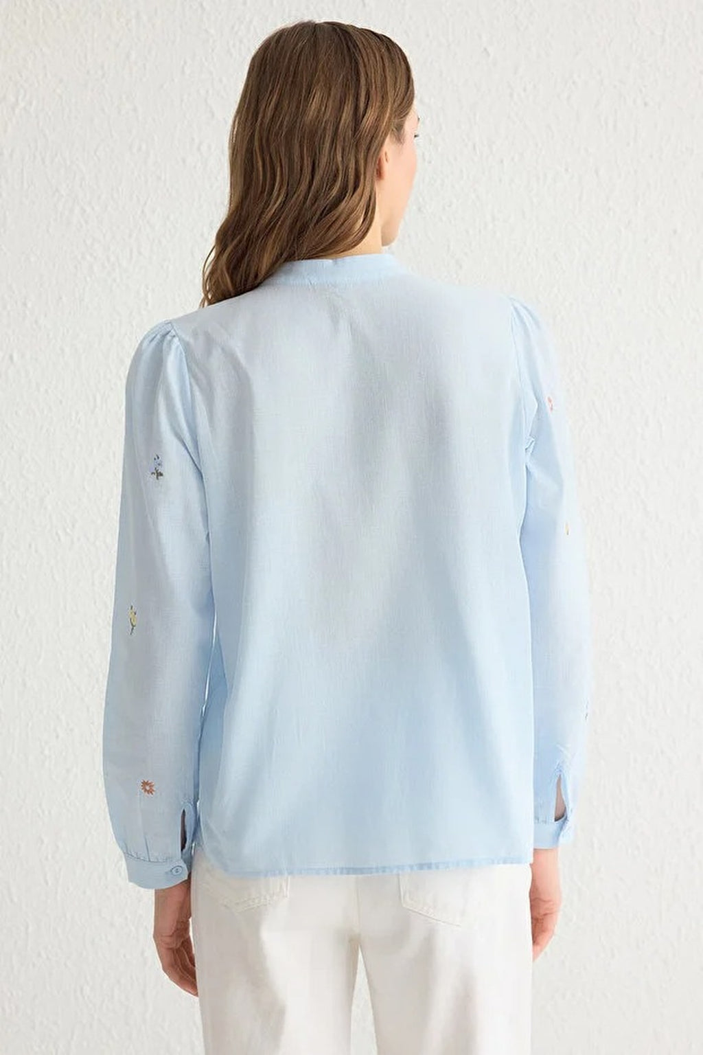 Floral Embroidered Oversize Woven Shirt