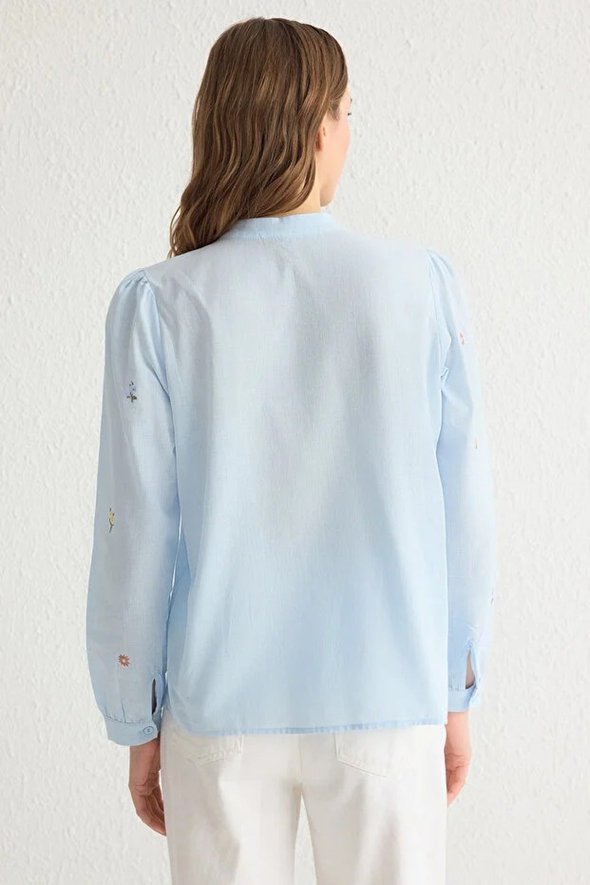 Floral Embroidered Oversize Woven Shirt