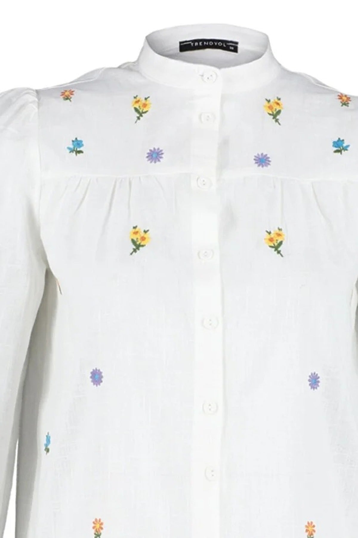 Floral Embroidered Oversize Woven Shirt