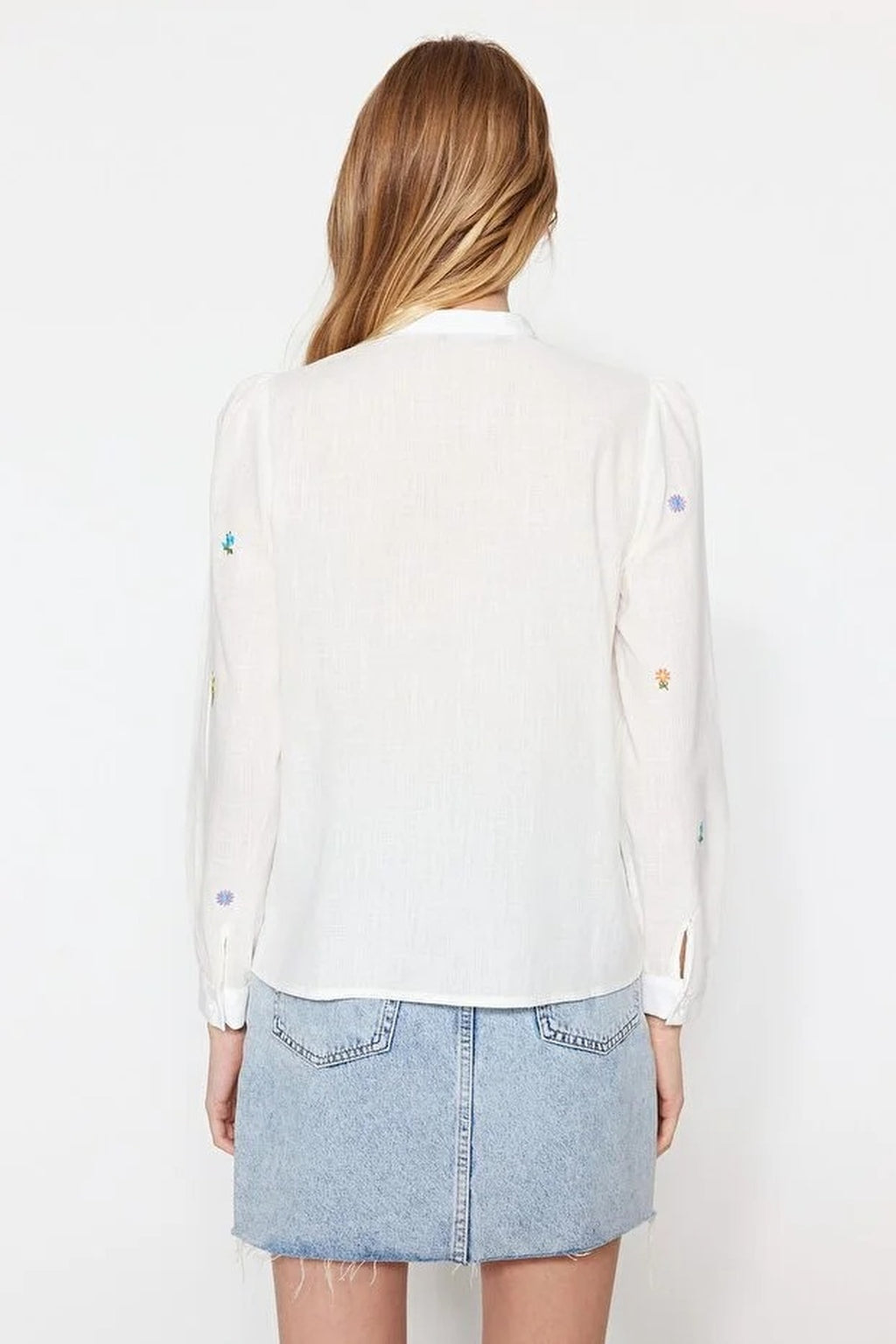 Floral Embroidered Oversize Woven Shirt