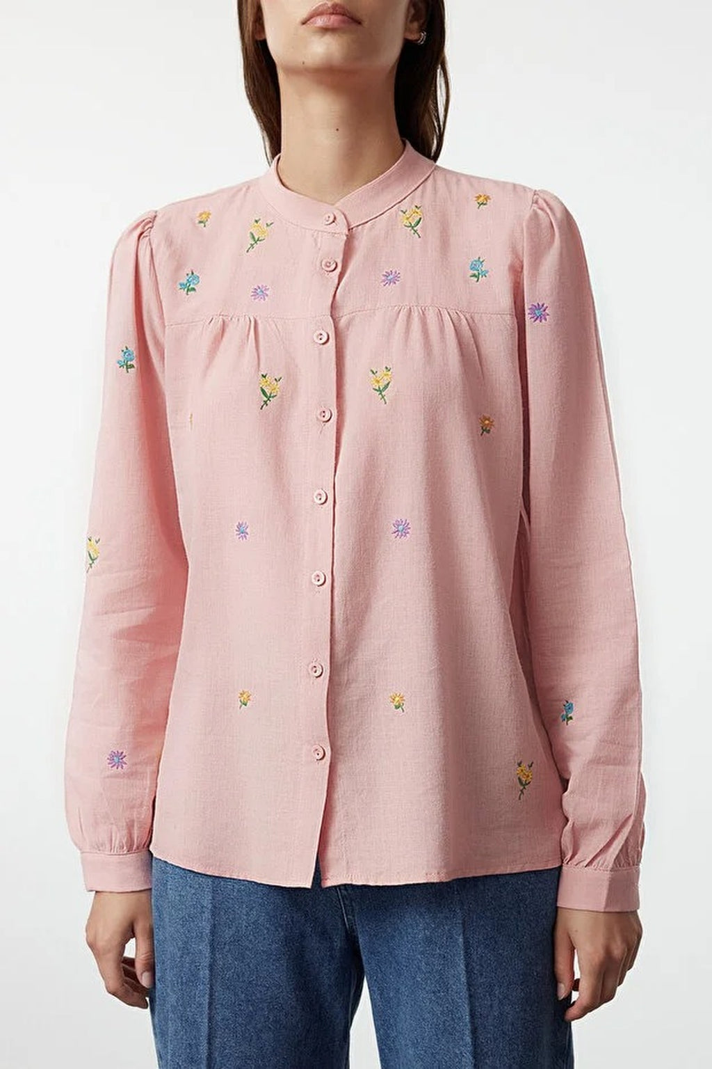 Floral Embroidered Oversize Woven Shirt