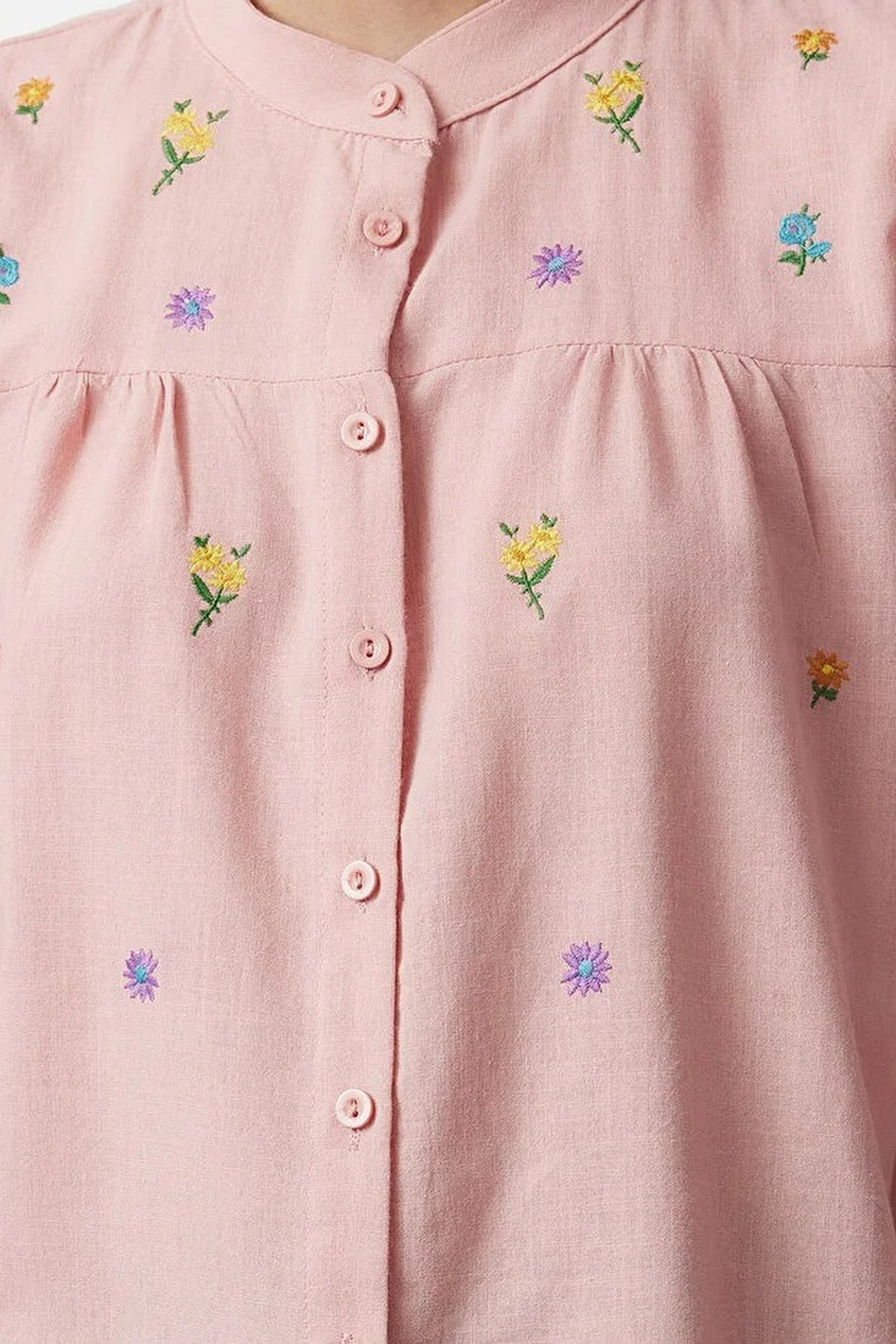 Floral Embroidered Oversize Woven Shirt