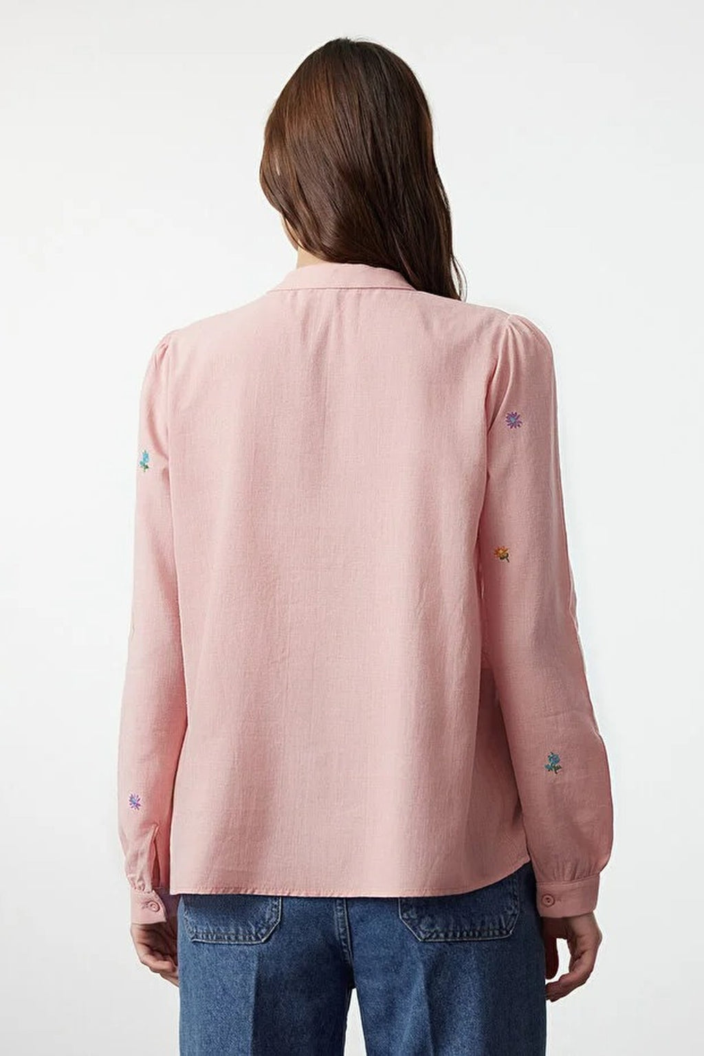 Floral Embroidered Oversize Woven Shirt