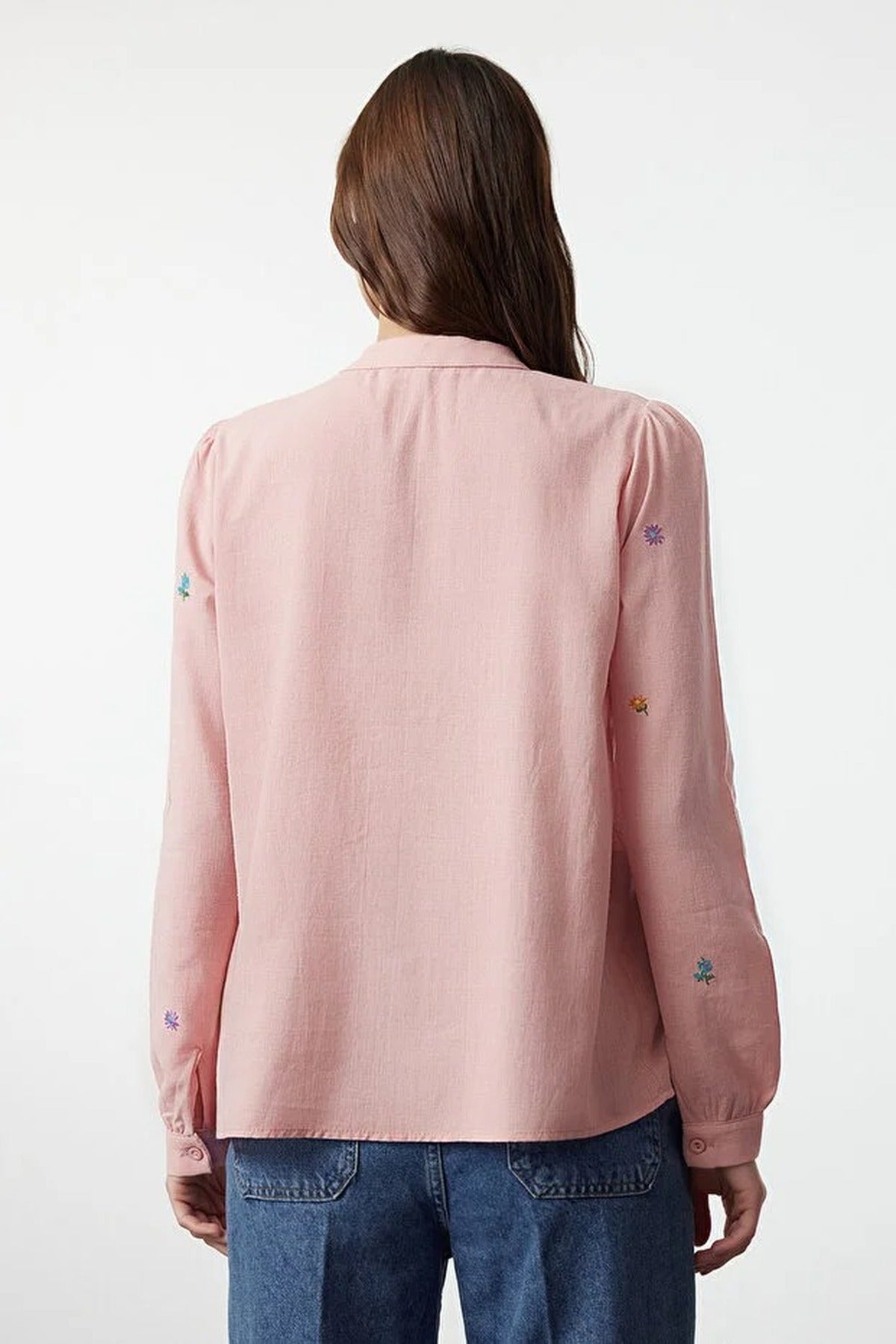 Floral Embroidered Oversize Woven Shirt