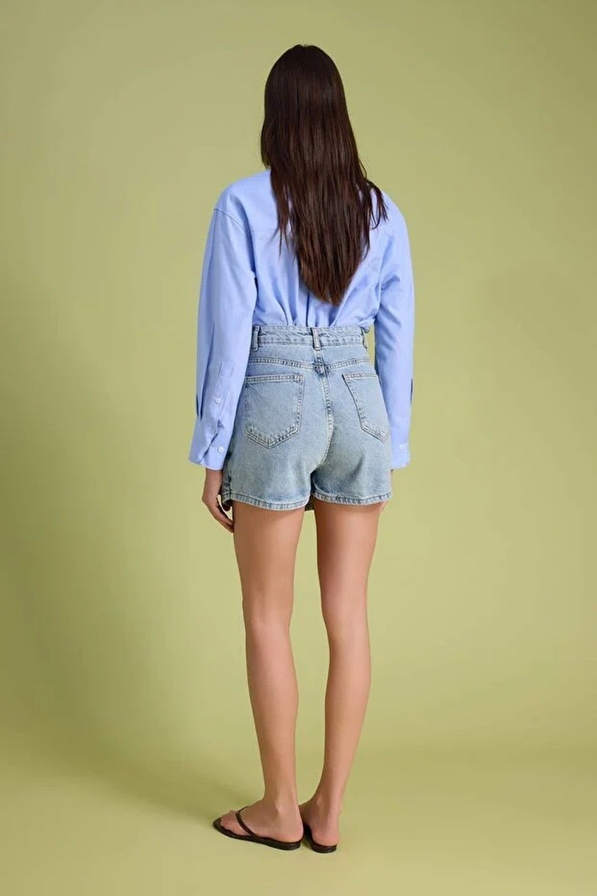 Denim Short Skirt with Slit