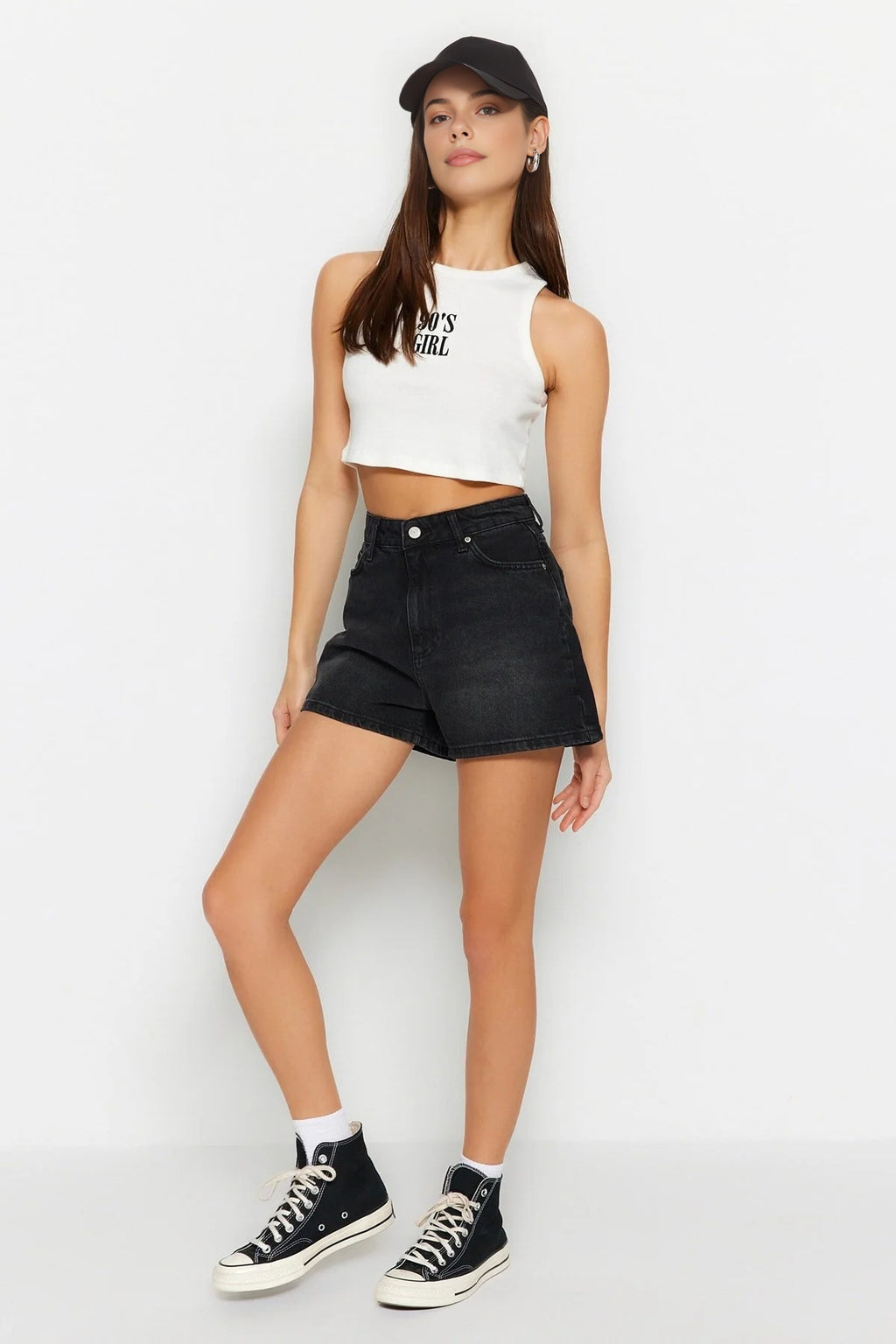 High-Waisted Denim Shorts