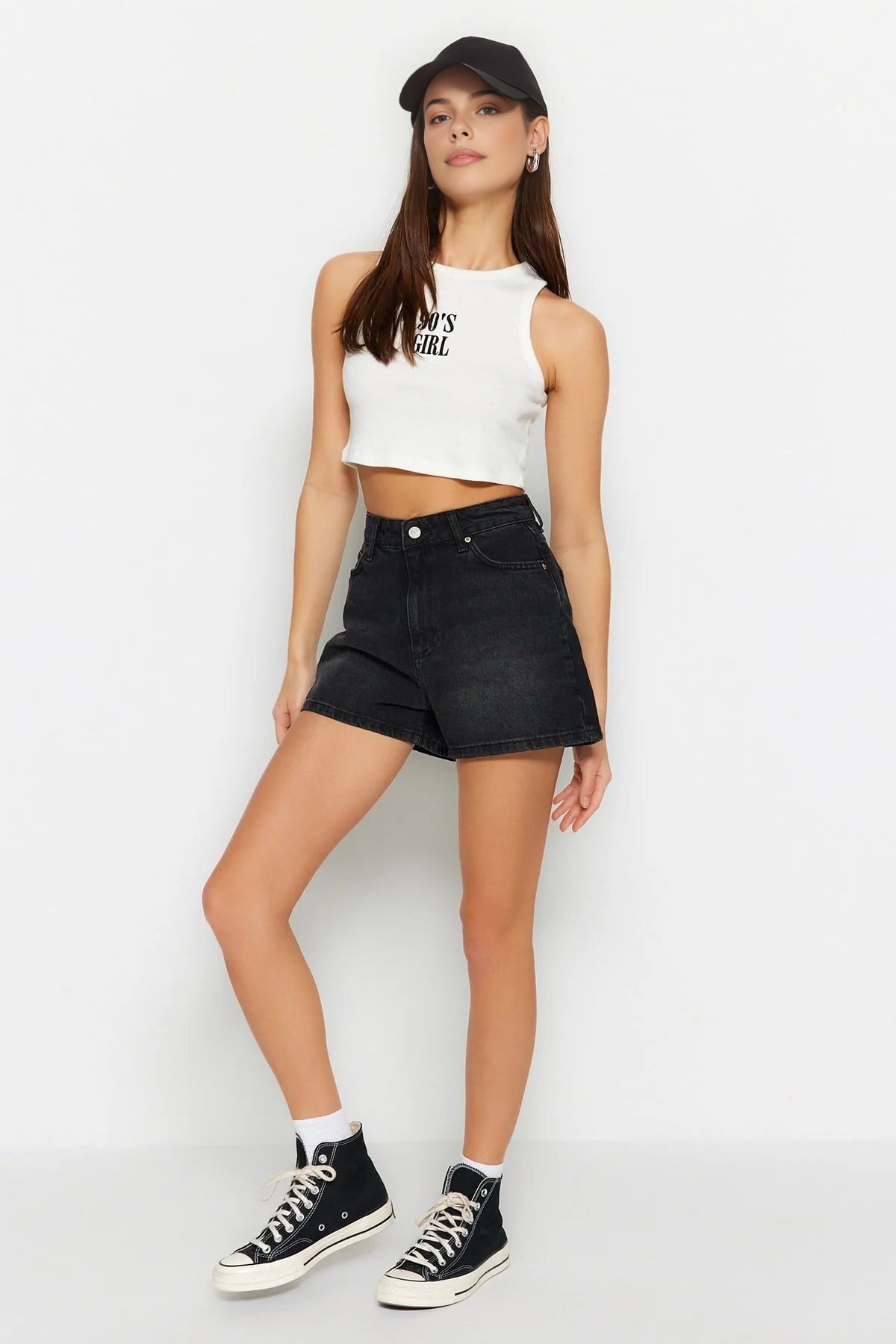 High-Waisted Denim Shorts