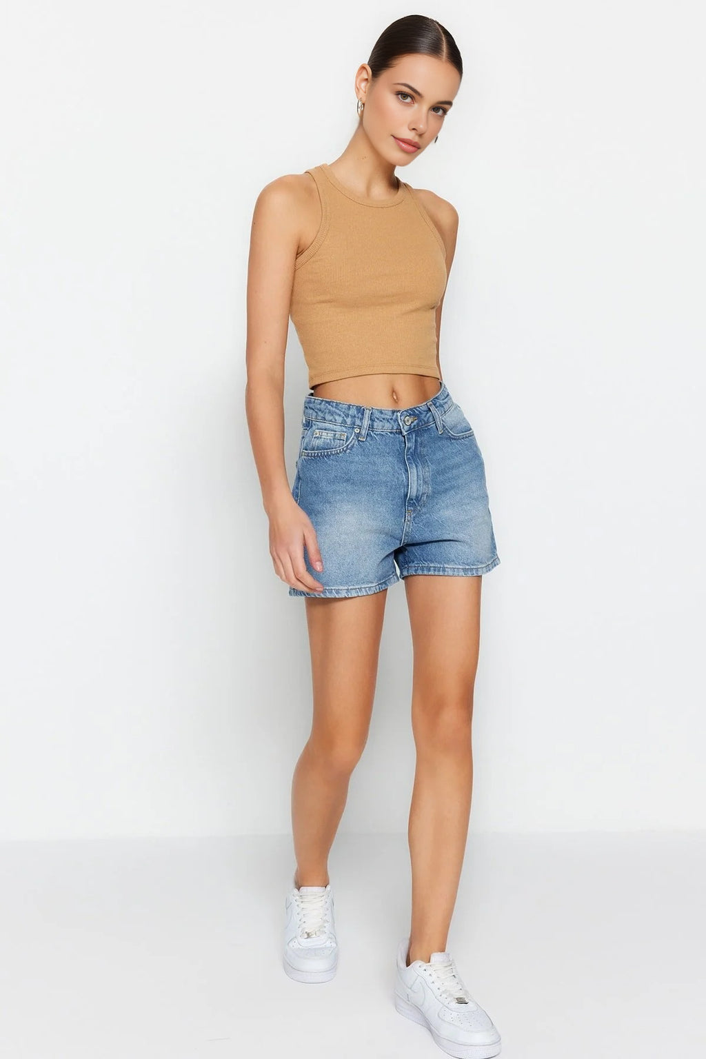 High-Waisted Denim Shorts