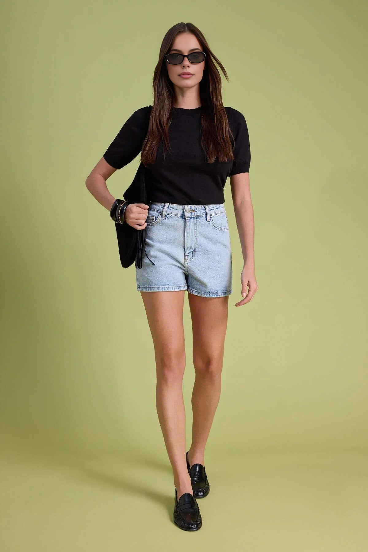 High-Waisted Denim Shorts