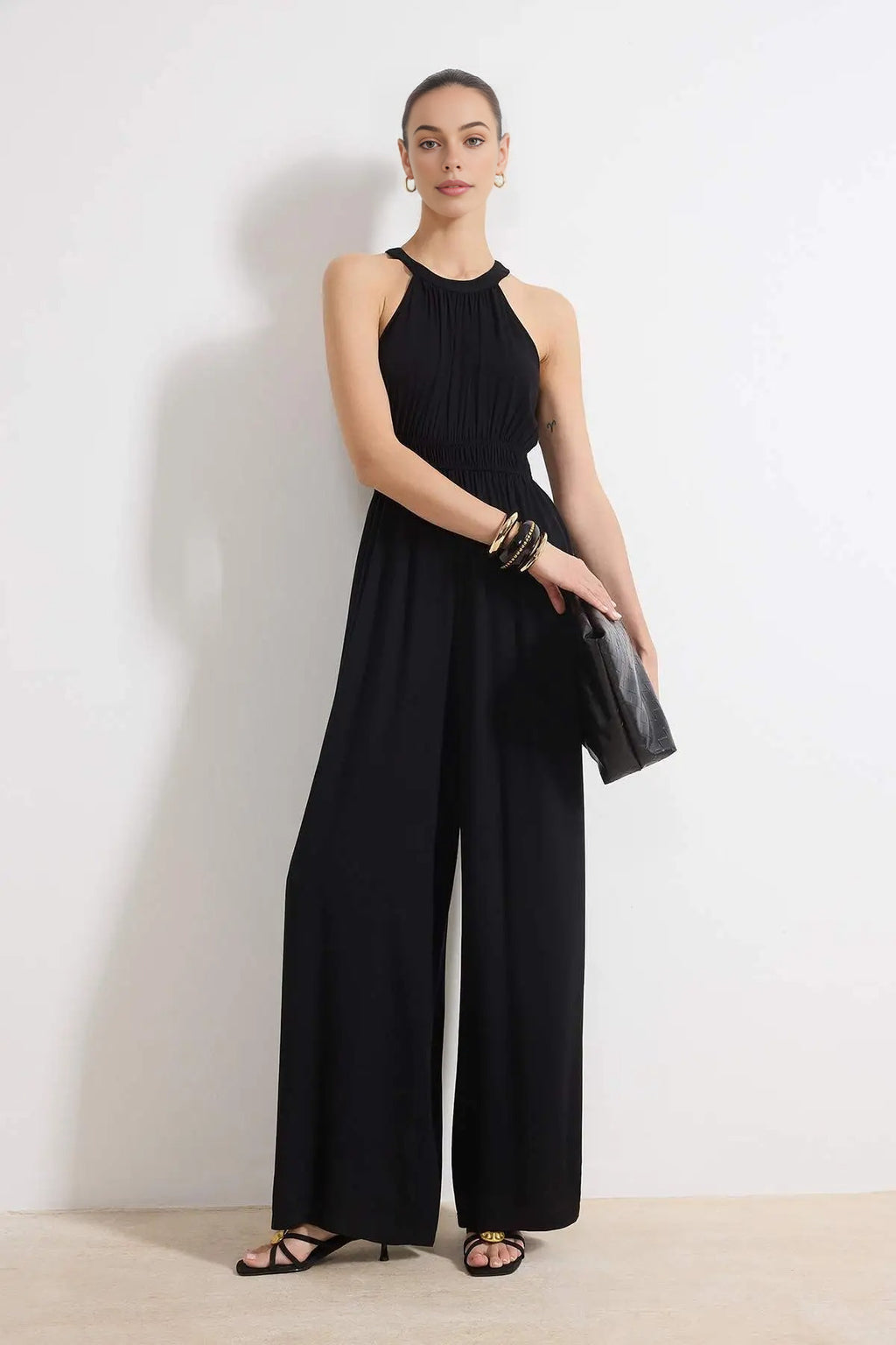 Halter Neck Wide Leg Maxi Jumpsuit