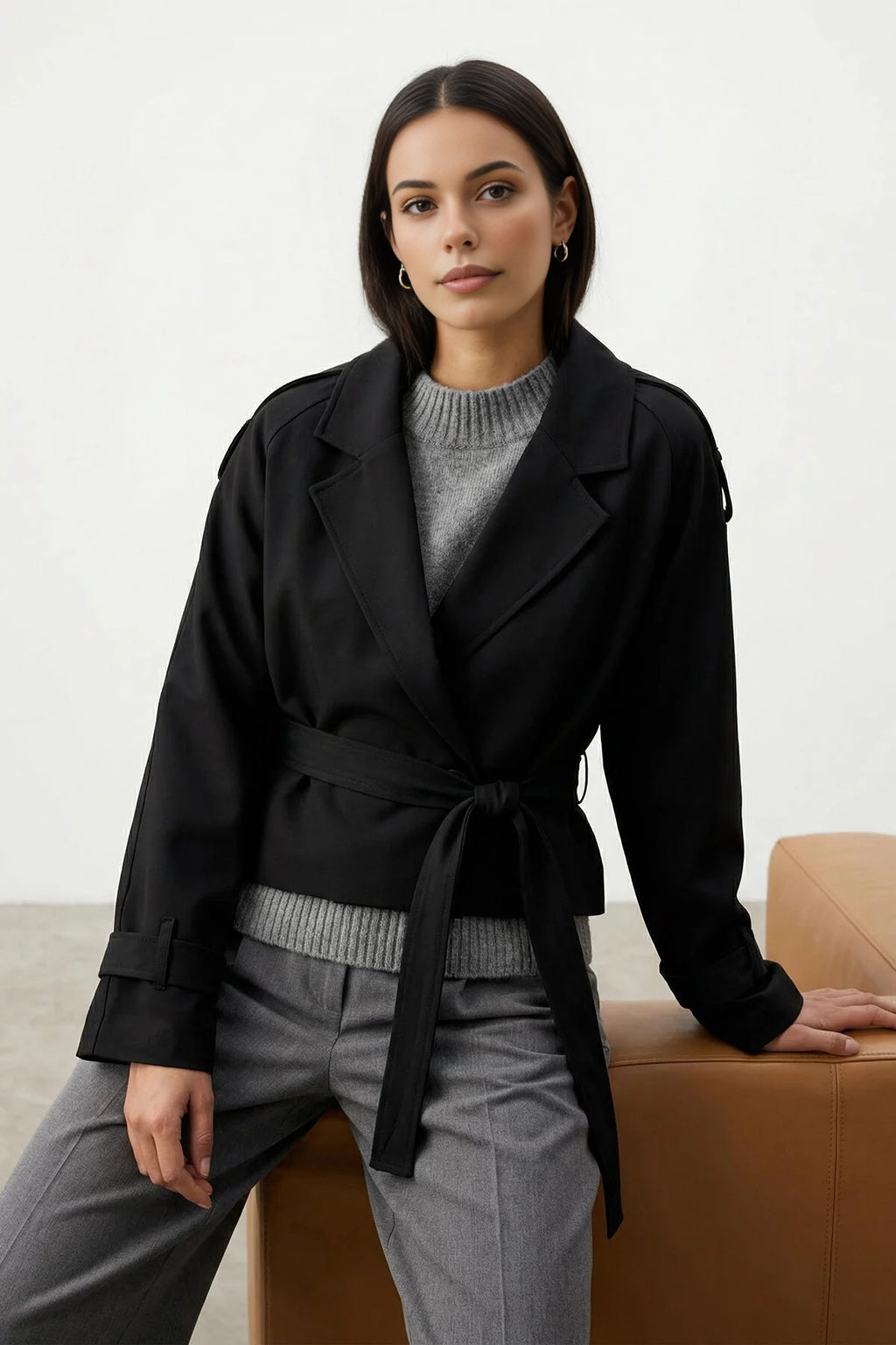 Woven Crop Blazer Jacket