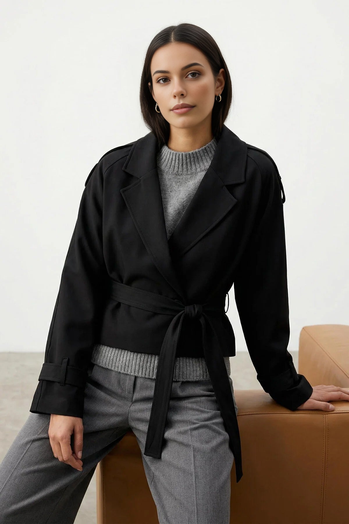 Woven Crop Blazer Jacket