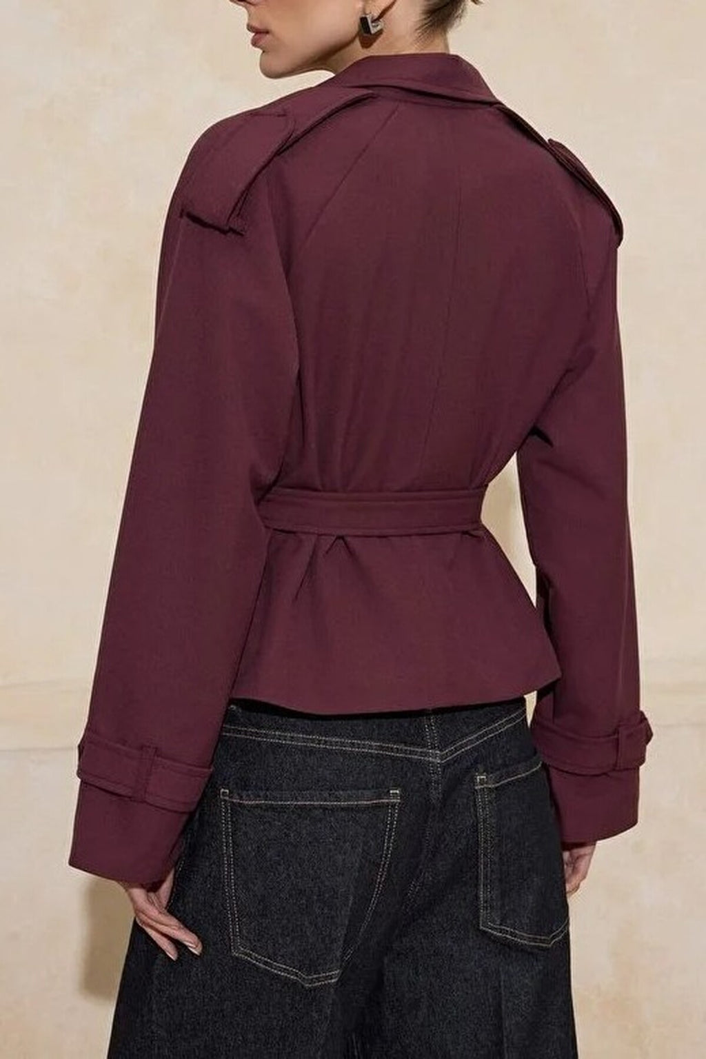 Woven Crop Blazer Jacket