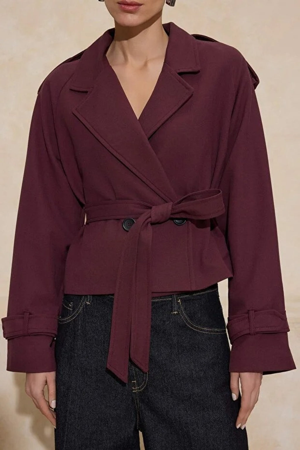 Woven Crop Blazer Jacket