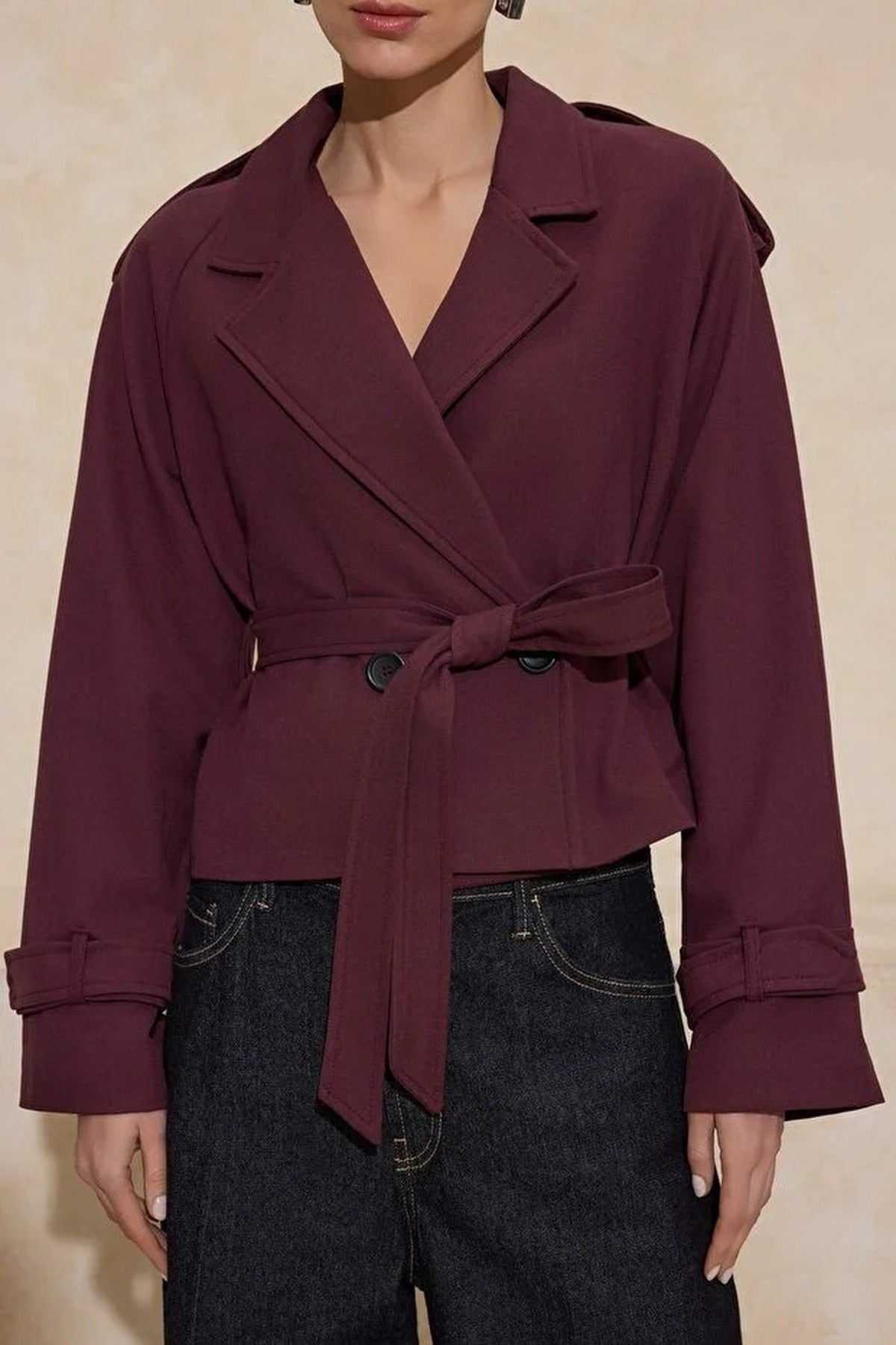 Woven Crop Blazer Jacket