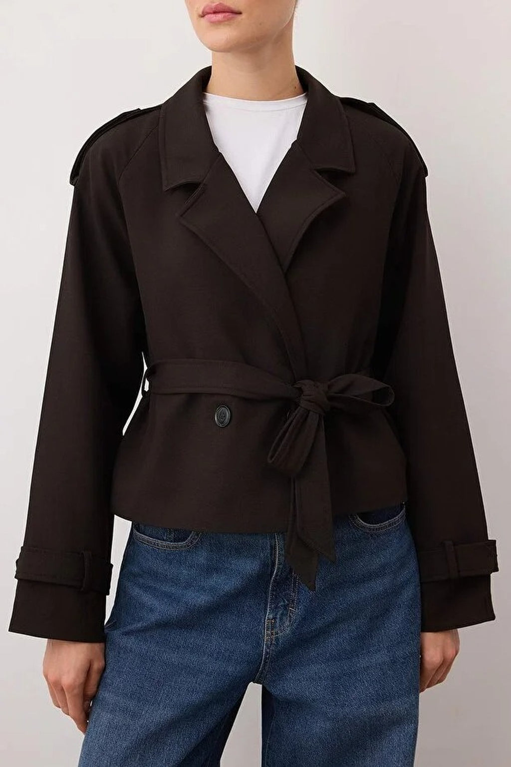 Woven Crop Blazer Jacket