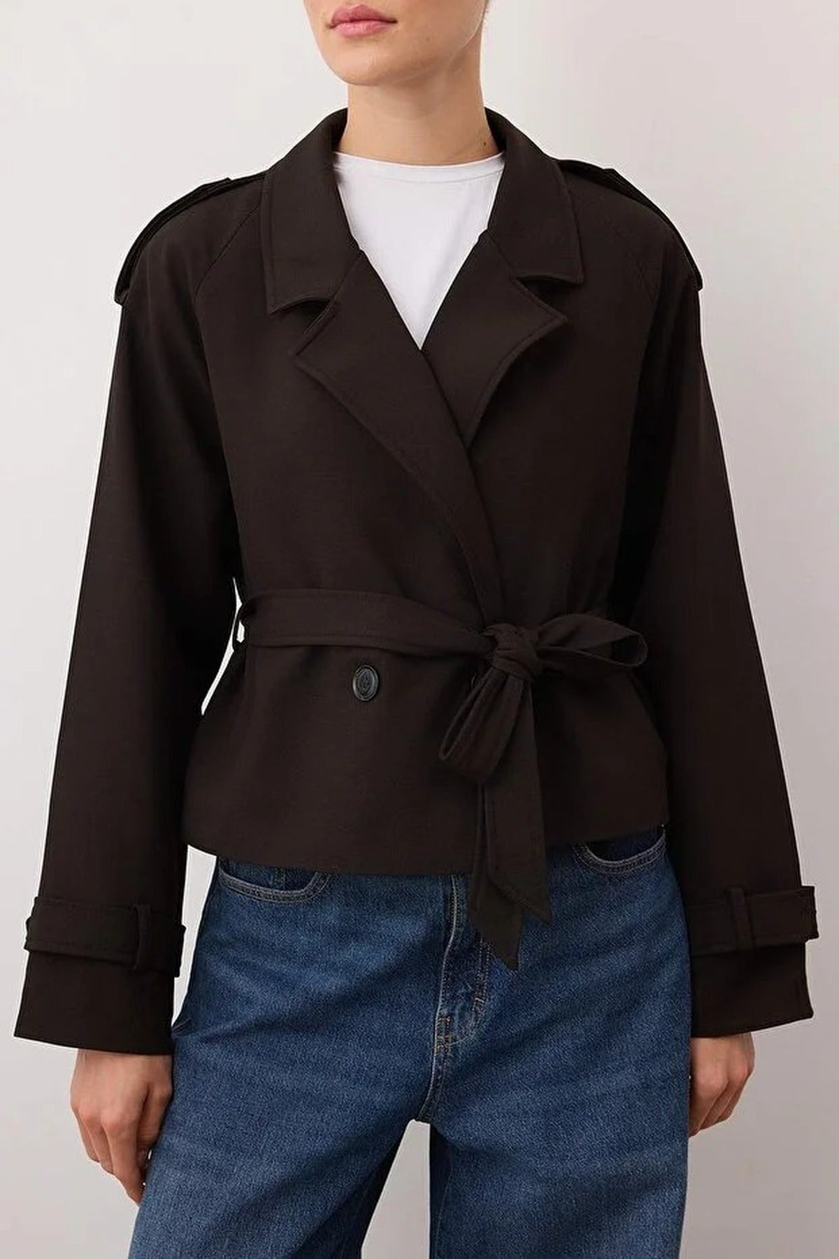 Woven Crop Blazer Jacket