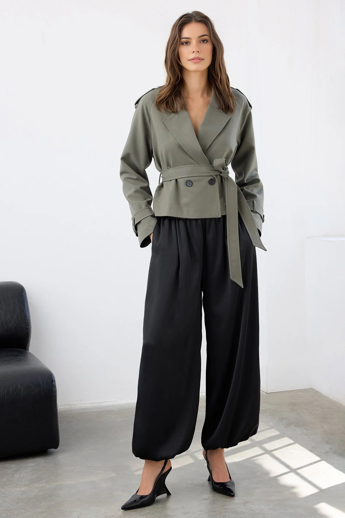Woven Crop Blazer Jacket
