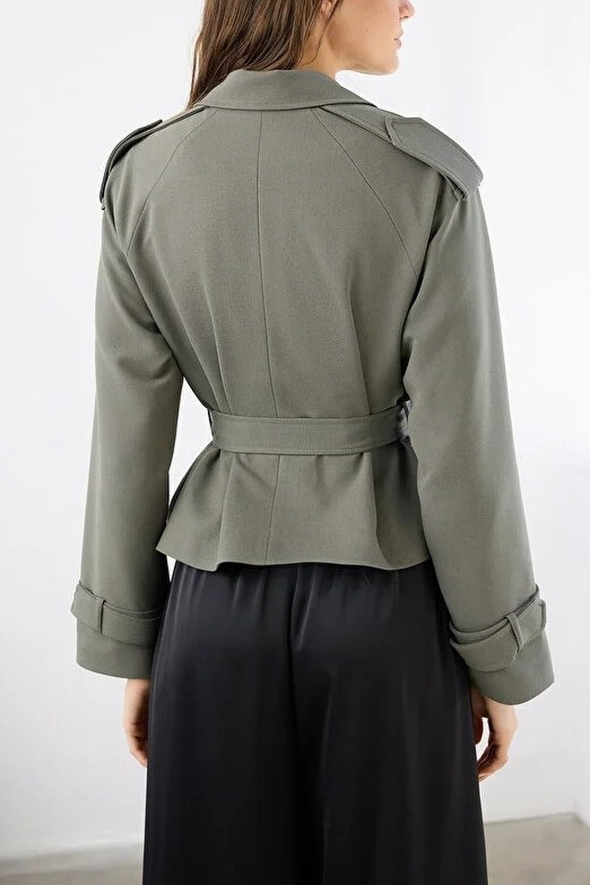 Woven Crop Blazer Jacket