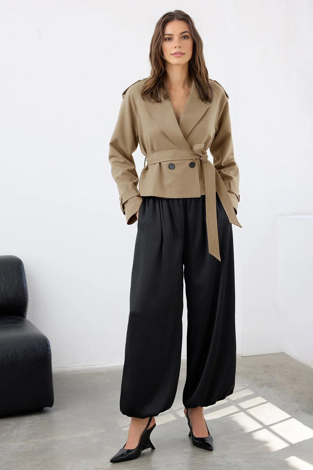 Woven Crop Blazer Jacket